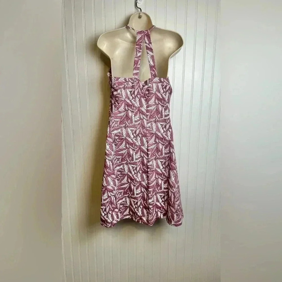 Eddie Bauer sleeveless racerback dress pink leaf shelf bra size medium D38 - Picture 2 of 9